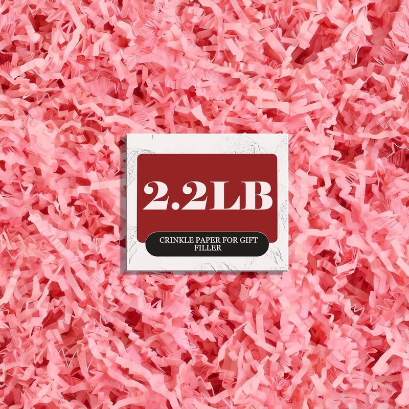 ZOEHROWS 2.2LB Crinkle Paper Gift Basket Filler, Pink Shredded Paper For Gift Baskets, Box Filler For Wrapping & Decor, Gift Basket Filler For Birthdays, Weddings, Anniversaries - Image 1